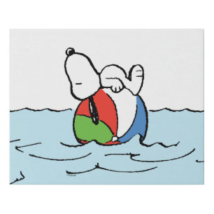 Peanuts Snoopy Beach Ball Beach Faux Canvas Print
