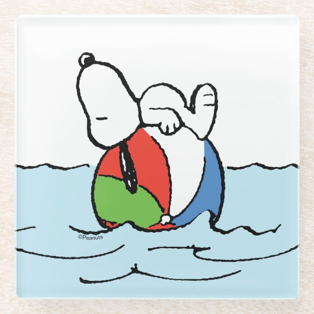 Peanuts | Snoopy Beach Ball Beach Glass Coaster (Front)