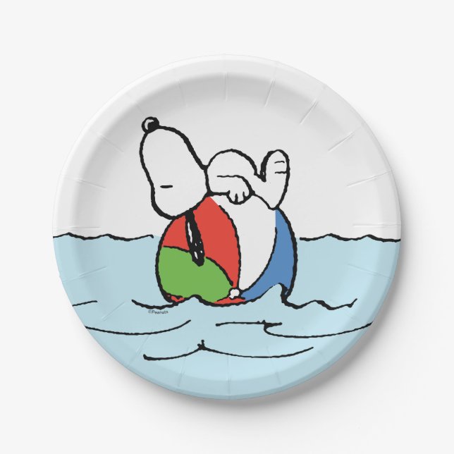 Peanuts | Snoopy Beach Ball Beach Paper Plates (Front)