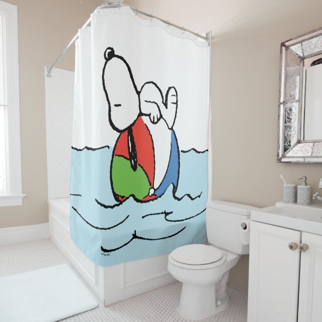Peanuts | Snoopy Beach Ball Beach Shower Curtain (In Situ)