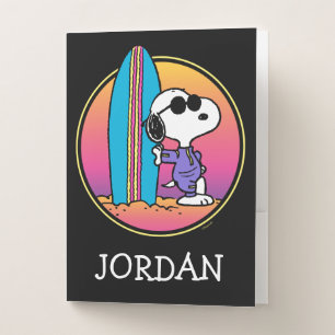 Peanuts Snoopy Beach Beagle Add Your Name Pocket Folder