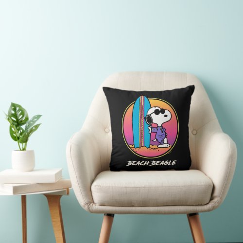 Peanuts  Snoopy Beach Beagle Throw Pillow