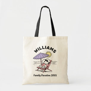 Peanuts   Snoopy Beach Family Vacation Tote Bag