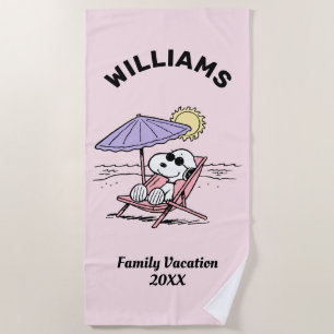 Peanuts Snoopy Beach Family Vacation Towel
