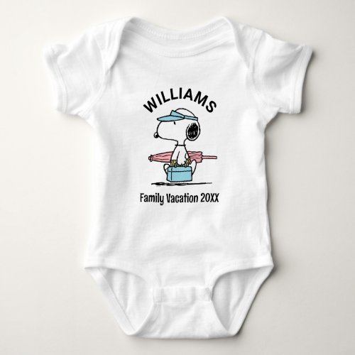 Peanuts  Snoopy Beach Walk Family Vacation Baby Bodysuit