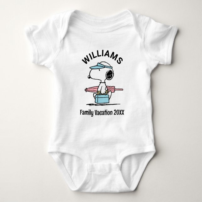 Peanuts | Snoopy Beach Walk Family Vacation Baby Bodysuit (Front)