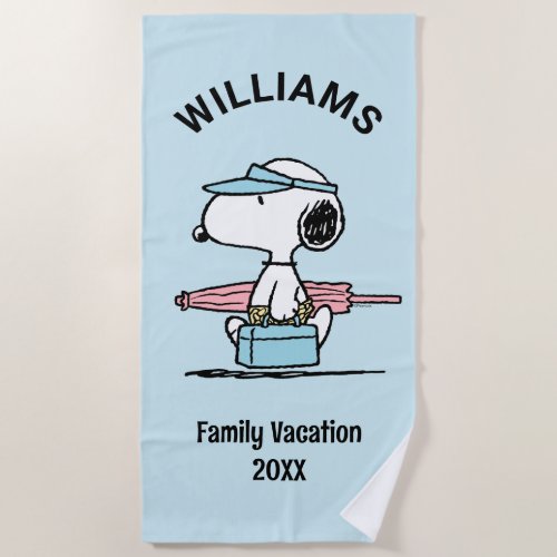 Peanuts  Snoopy Beach Walk Family Vacation Beach Towel