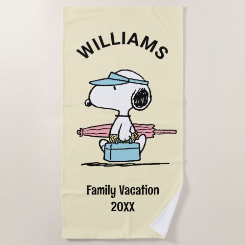 Peanuts  Snoopy Beach Walk Family Vacation Beach Towel