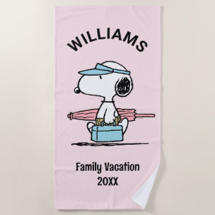 Peanuts Snoopy Beach Walk Family Vacation Beach Towel
