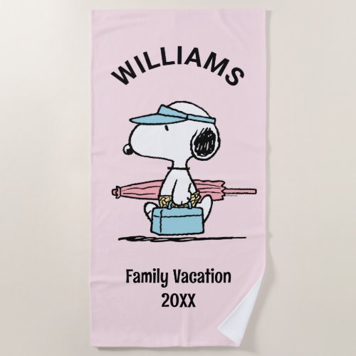 Peanuts  Snoopy Beach Walk Family Vacation Beach Towel