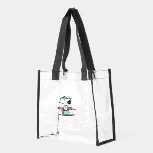 Peanuts   Snoopy Beach Walk Family Vacation Clear Tote Bag