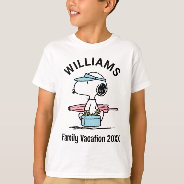 Peanuts | Snoopy Beach Walk Family Vacation T-Shirt (Front)