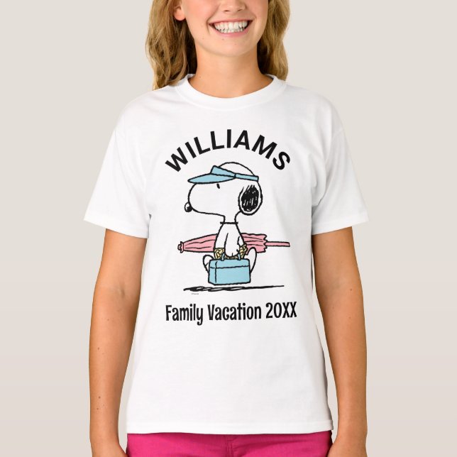 Peanuts | Snoopy Beach Walk Family Vacation T-Shirt (Front)