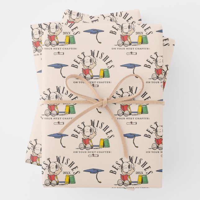 Peanuts Snoopy Best Wishes Graduation Pattern Wrapping Paper Sheets (In situ)