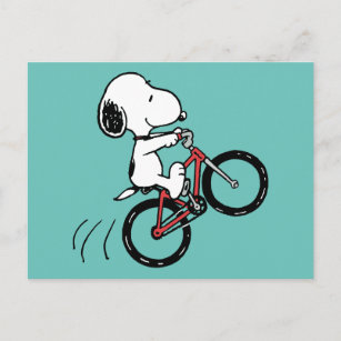 Peanuts   Snoopy Bicycle Wheelie Postcard