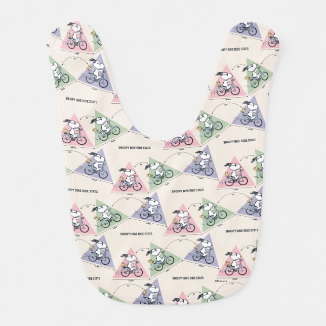 Peanuts | Snoopy Bike Ride Stats Baby Bib (Front)