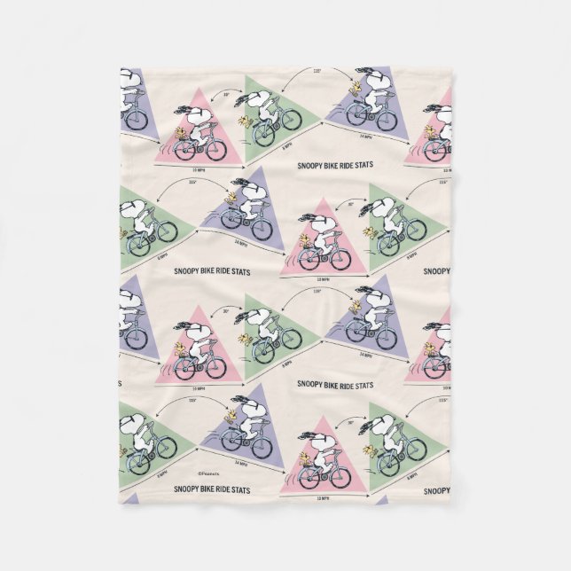 Peanuts | Snoopy Bike Ride Stats Fleece Blanket (Front)