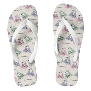 Peanuts Snoopy Bike Ride Stats Flip Flops