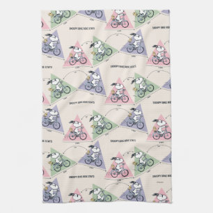 Peanuts Snoopy Bike Ride Stats Kitchen Towel
