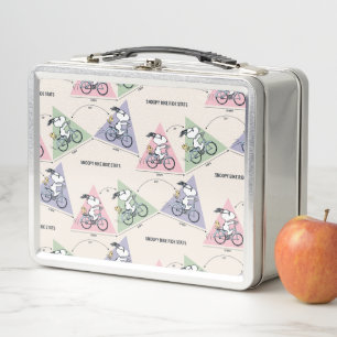 Peanuts Snoopy Bike Ride Stats Metal Lunch Box