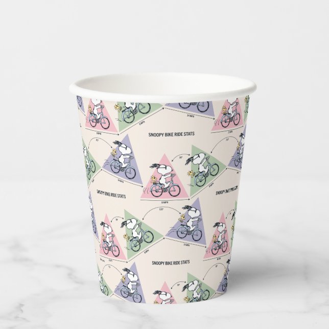 Peanuts | Snoopy Bike Ride Stats Paper Cups (Front)