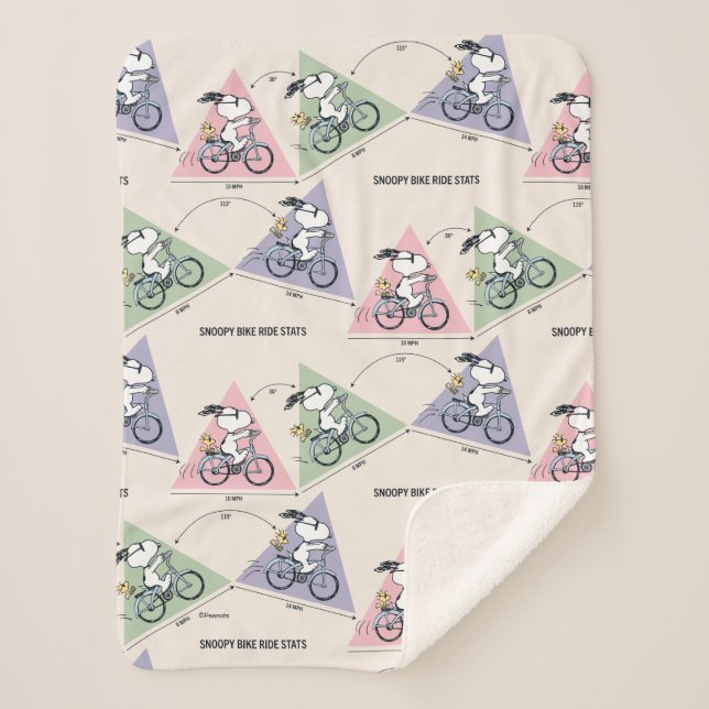 Peanuts | Snoopy Bike Ride Stats Sherpa Blanket (Front)