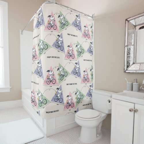 Peanuts  Snoopy Bike Ride Stats Shower Curtain