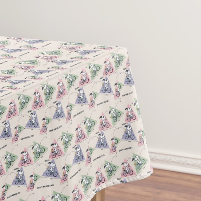 Peanuts | Snoopy Bike Ride Stats Tablecloth (In Situ)