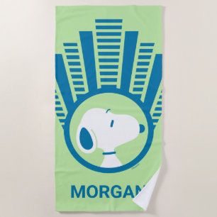 Peanuts Snoopy Blue Deco Dreams Add Your Name Beach Towel
