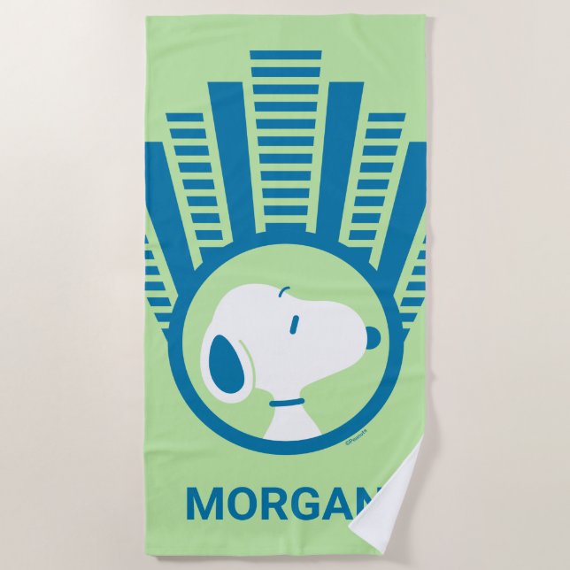 Peanuts | Snoopy Blue Deco Dreams | Add Your Name Beach Towel (Front)