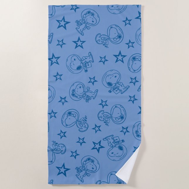 Peanuts | Snoopy Blue Space Astronaut Pattern Beach Towel (Front)