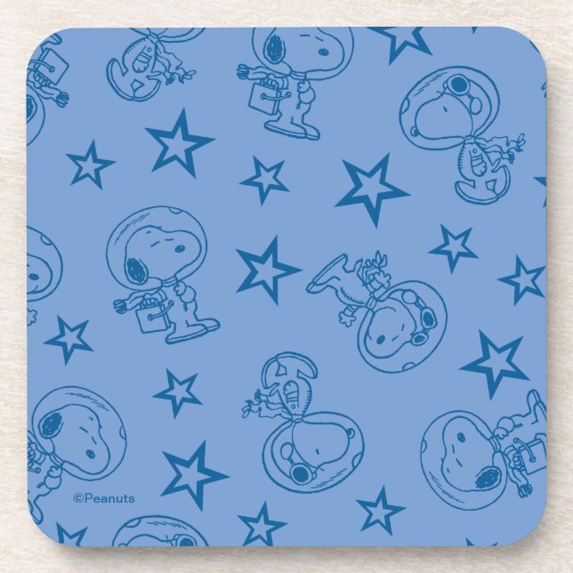 Peanuts | Snoopy Blue Space Astronaut Pattern Beverage Coaster (Front)
