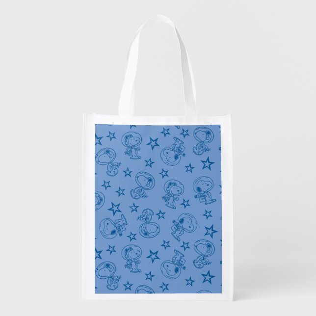 Peanuts | Snoopy Blue Space Astronaut Pattern Grocery Bag (Front)