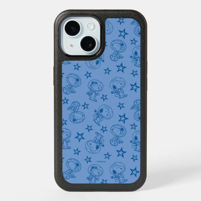 Peanuts | Snoopy Blue Space Astronaut Pattern iPhone 15 Case (Back)