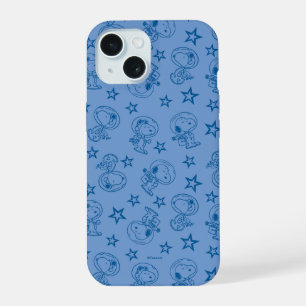 Peanuts Snoopy Blue Space Astronaut Pattern iPhone 15 Case