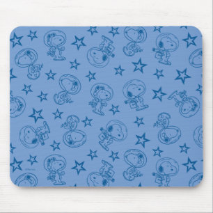 Peanuts   Snoopy Blue Space Astronaut Pattern Mouse Pad