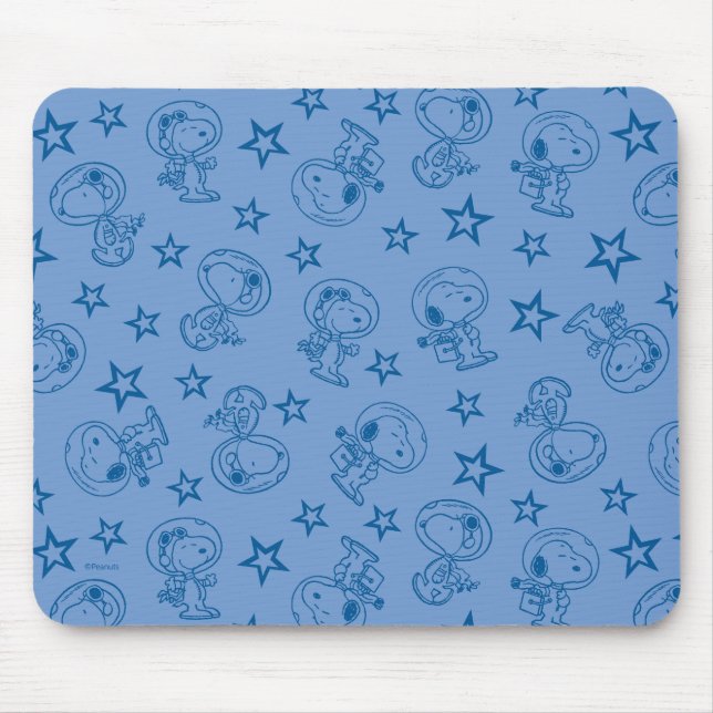Peanuts | Snoopy Blue Space Astronaut Pattern Mouse Pad (Front)