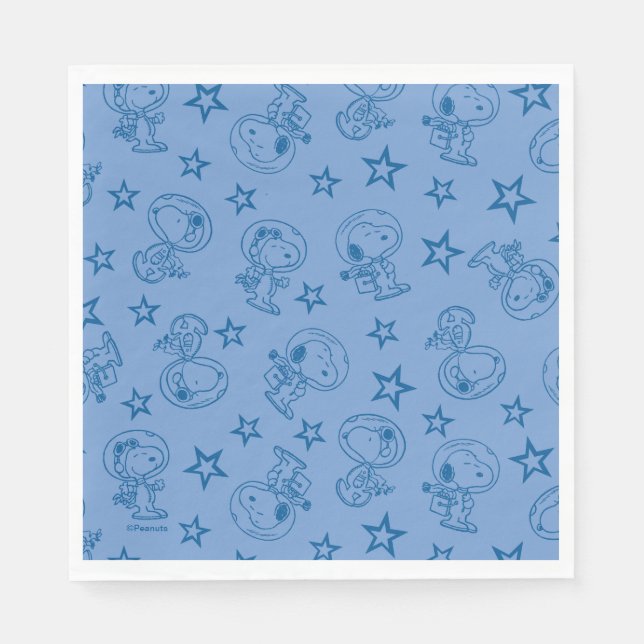 Peanuts | Snoopy Blue Space Astronaut Pattern Napkins (Front)