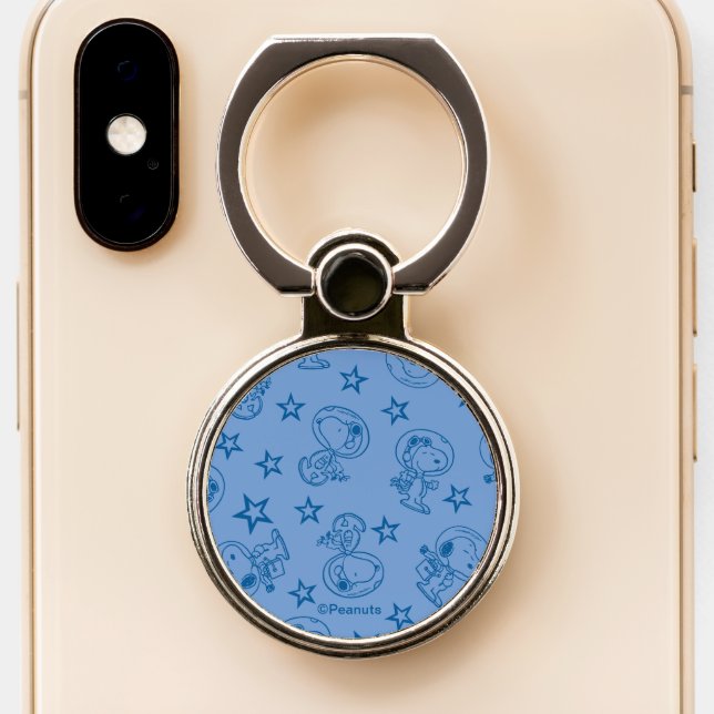Peanuts | Snoopy Blue Space Astronaut Pattern Phone Ring Stand (Close Up)