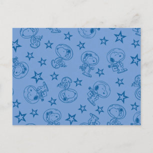 Peanuts Snoopy Blue Space Astronaut Pattern Postcard