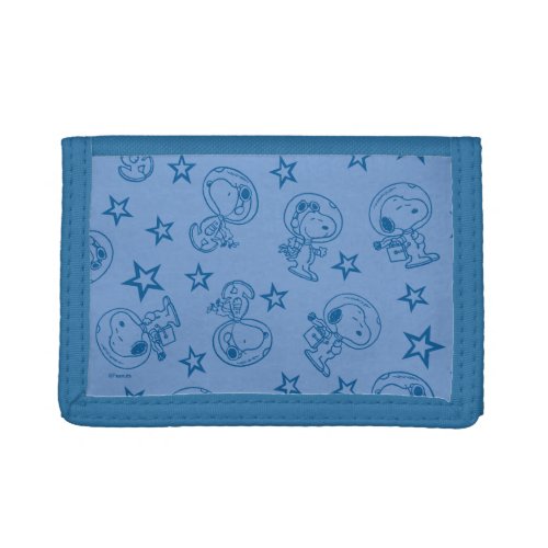 Peanuts  Snoopy Blue Space Astronaut Pattern Trifold Wallet