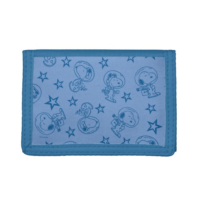Peanuts | Snoopy Blue Space Astronaut Pattern Trifold Wallet (Front)