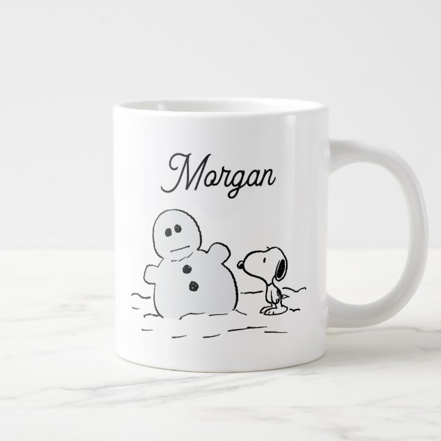 Peanuts | Snoopy Builds A Snowman | Add Your Name Giant Coffee Mug (Right)