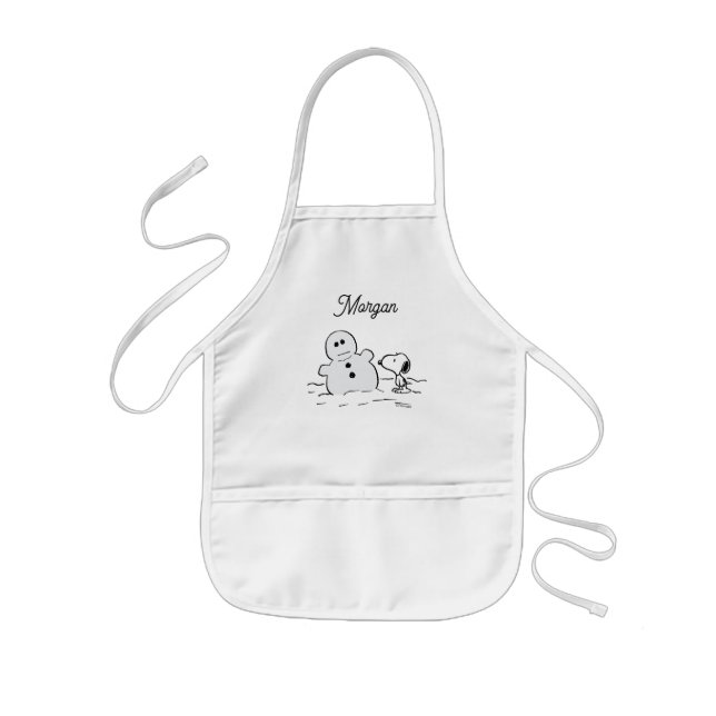 Peanuts | Snoopy Builds A Snowman | Add Your Name Kids' Apron (Front)