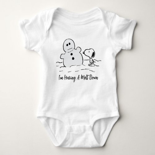 Peanuts  Snoopy Builds A Snowman Baby Bodysuit