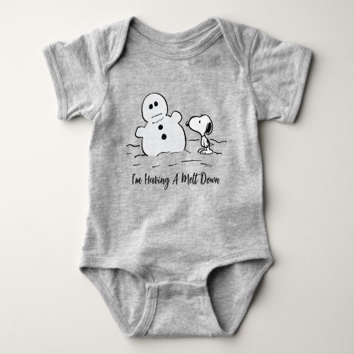 Peanuts  Snoopy Builds A Snowman Baby Bodysuit