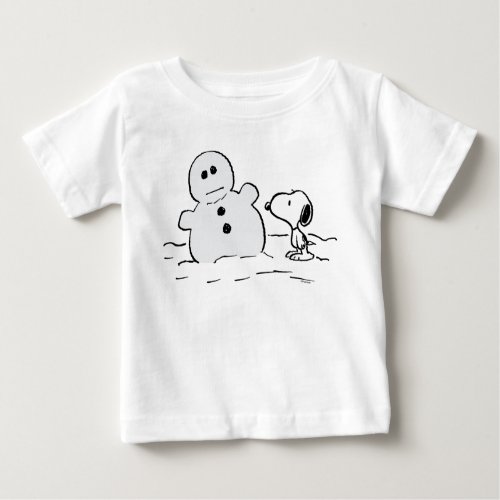 Peanuts  Snoopy Builds A Snowman Baby T_Shirt
