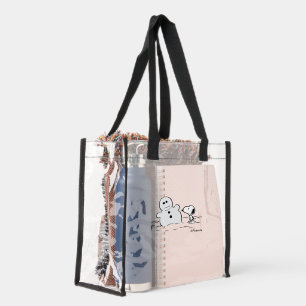 Peanuts Snoopy Builds A Snowman Clear Tote Bag