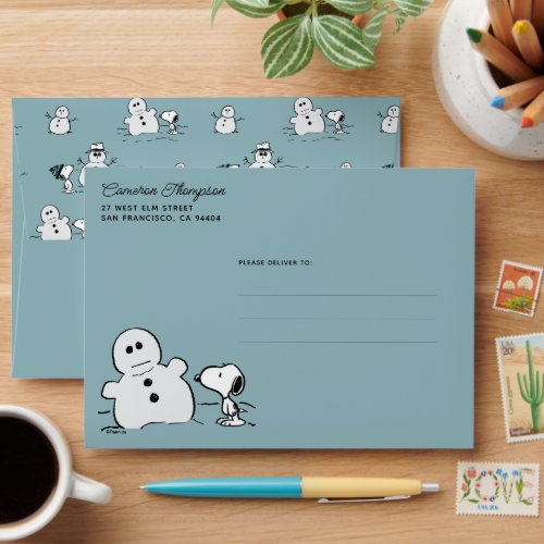 Peanuts  Snoopy Builds A Snowman Envelope