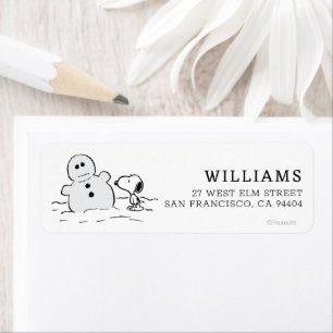 Peanuts   Snoopy Builds A Snowman Label